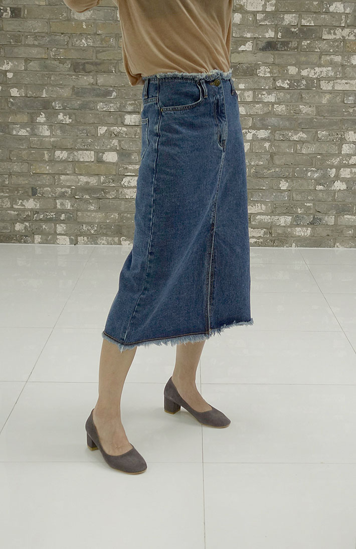 Vintage A-line denim long skirt tidy, stylish cute