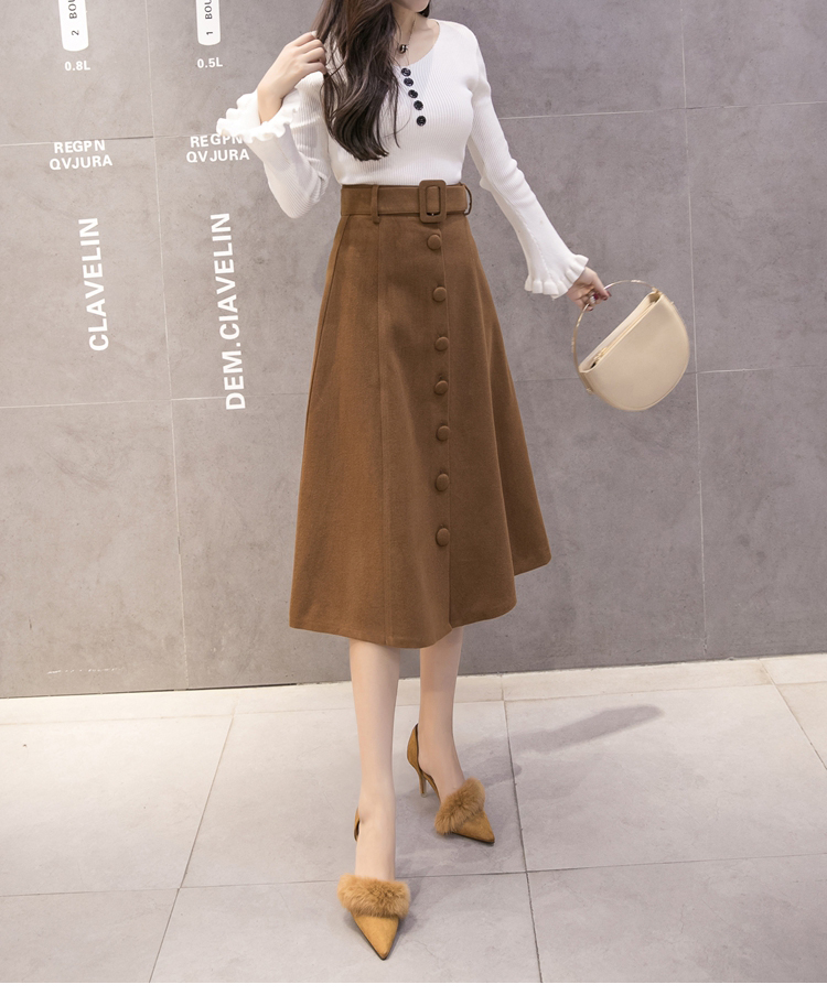 Women's wool long skirts A line skirts 30s Norm