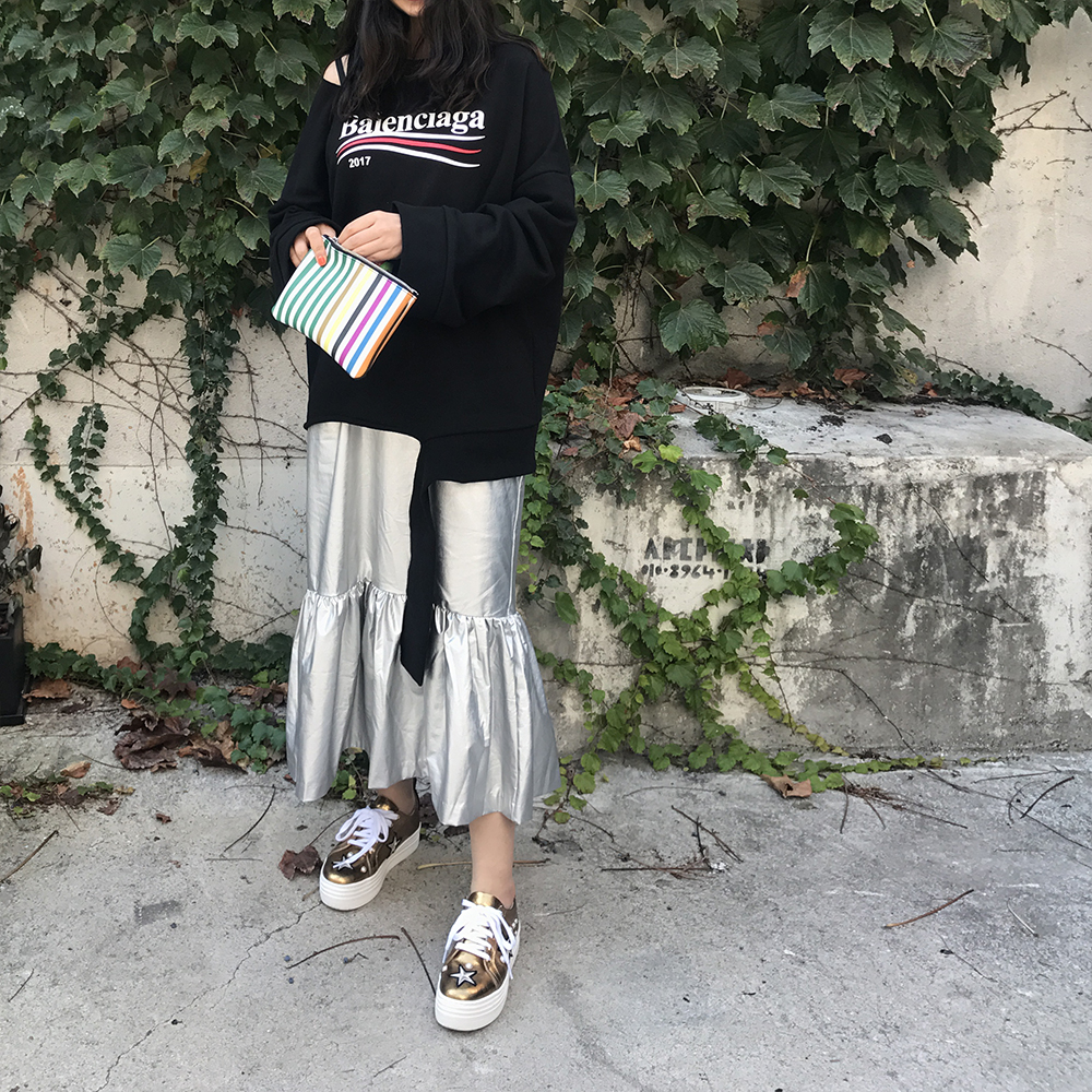 Long sleeve skirt with half-bending 30-piece women