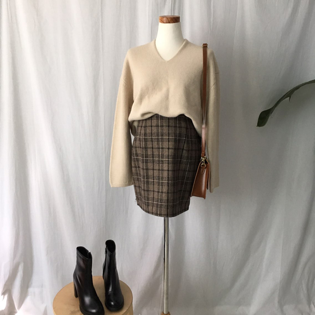 Woolen Check Mini-Skirt Classic Look Wedding Fashi
