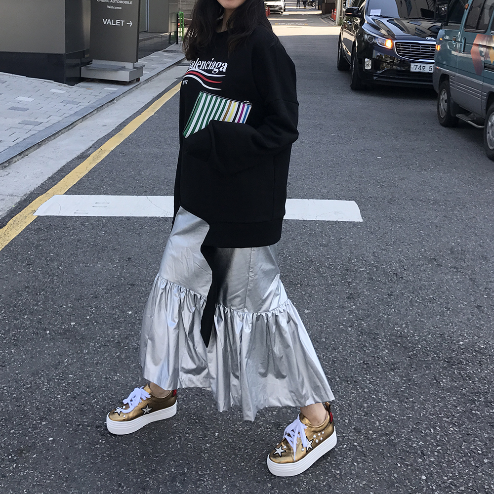 Long sleeve skirt with half-bending 30-piece women