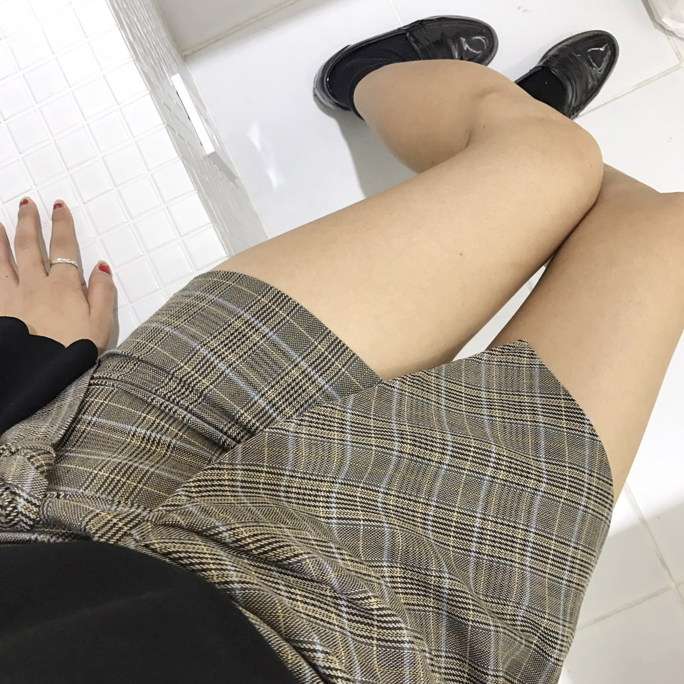Autumn Check Mini-lap skirt 20-piece crush look se