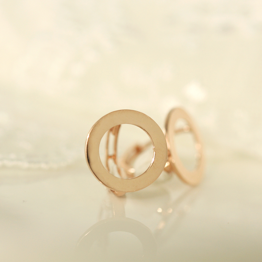 14k rose pink gold one-touch earrings Daily 20 Gir