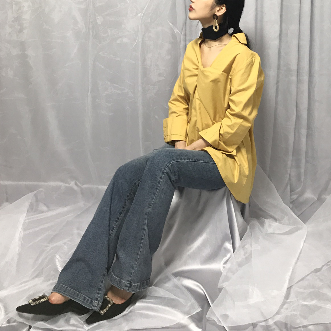 Between green twist shirt loose vivid year-end mee