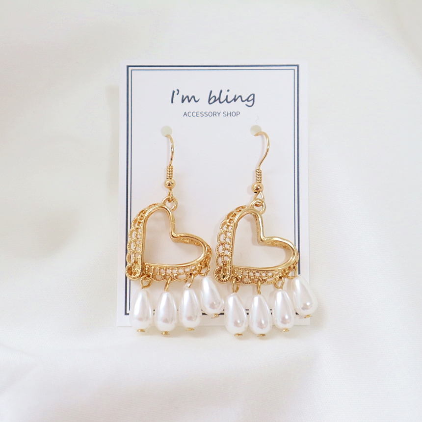 Antique Heart Pearl Earrings Drop 20 Recommended W