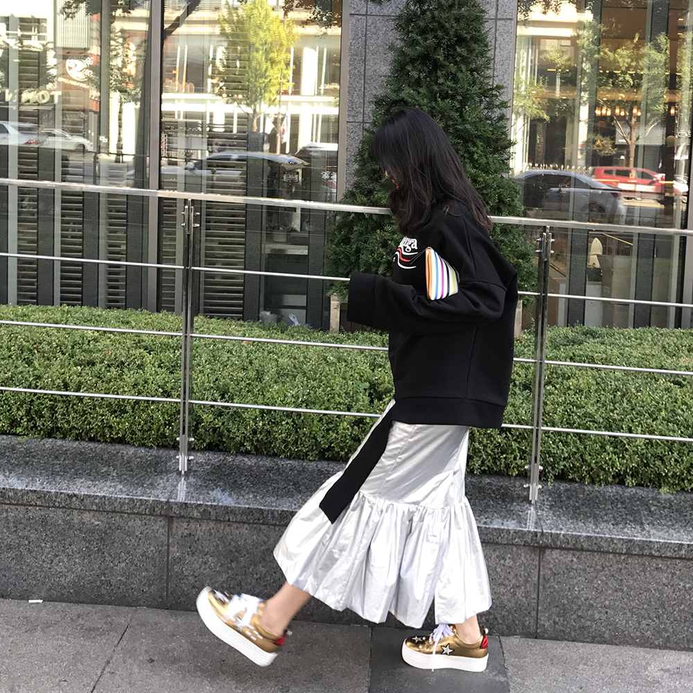 Long sleeve skirt with half-bending 30-piece women