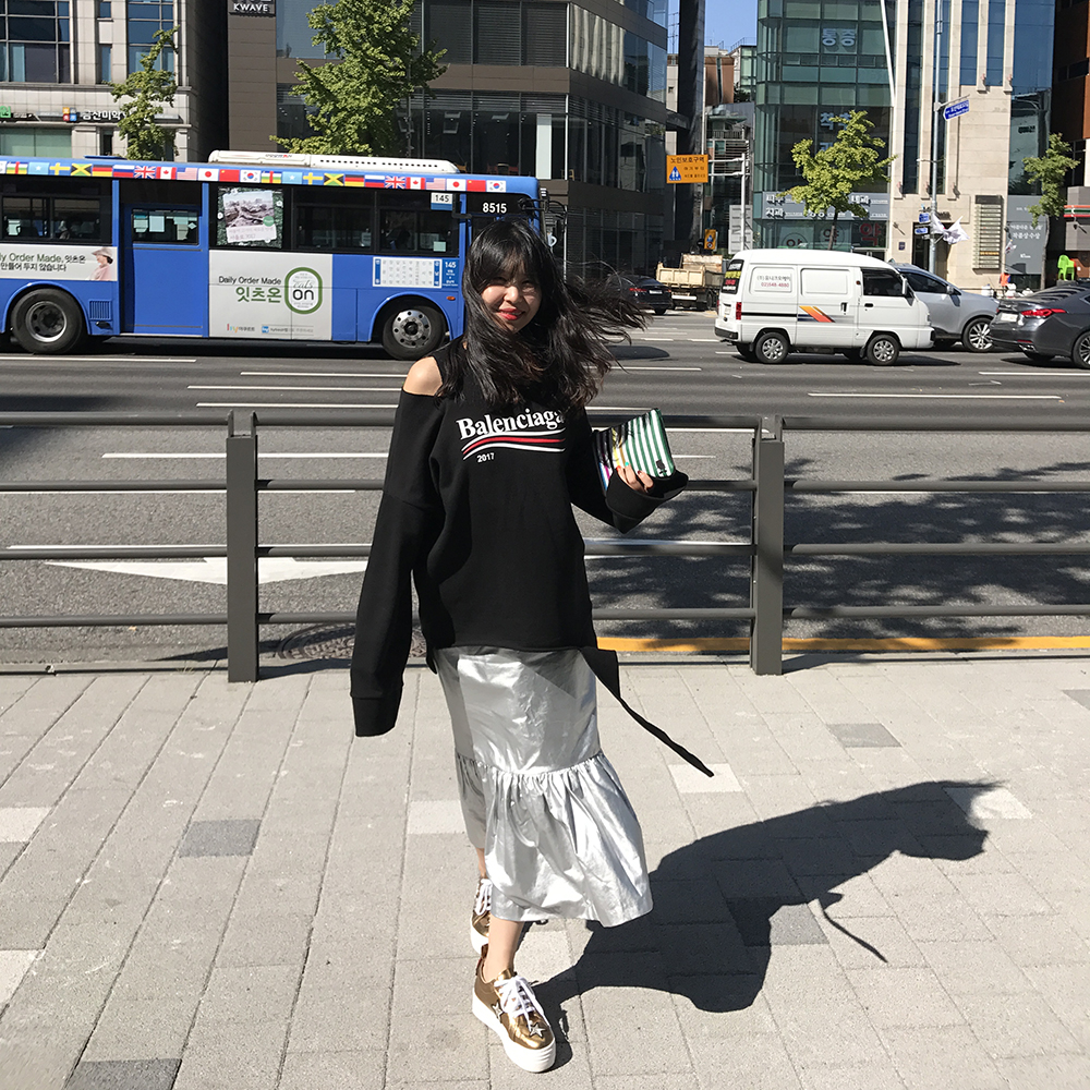 Long sleeve skirt with half-bending 30-piece women