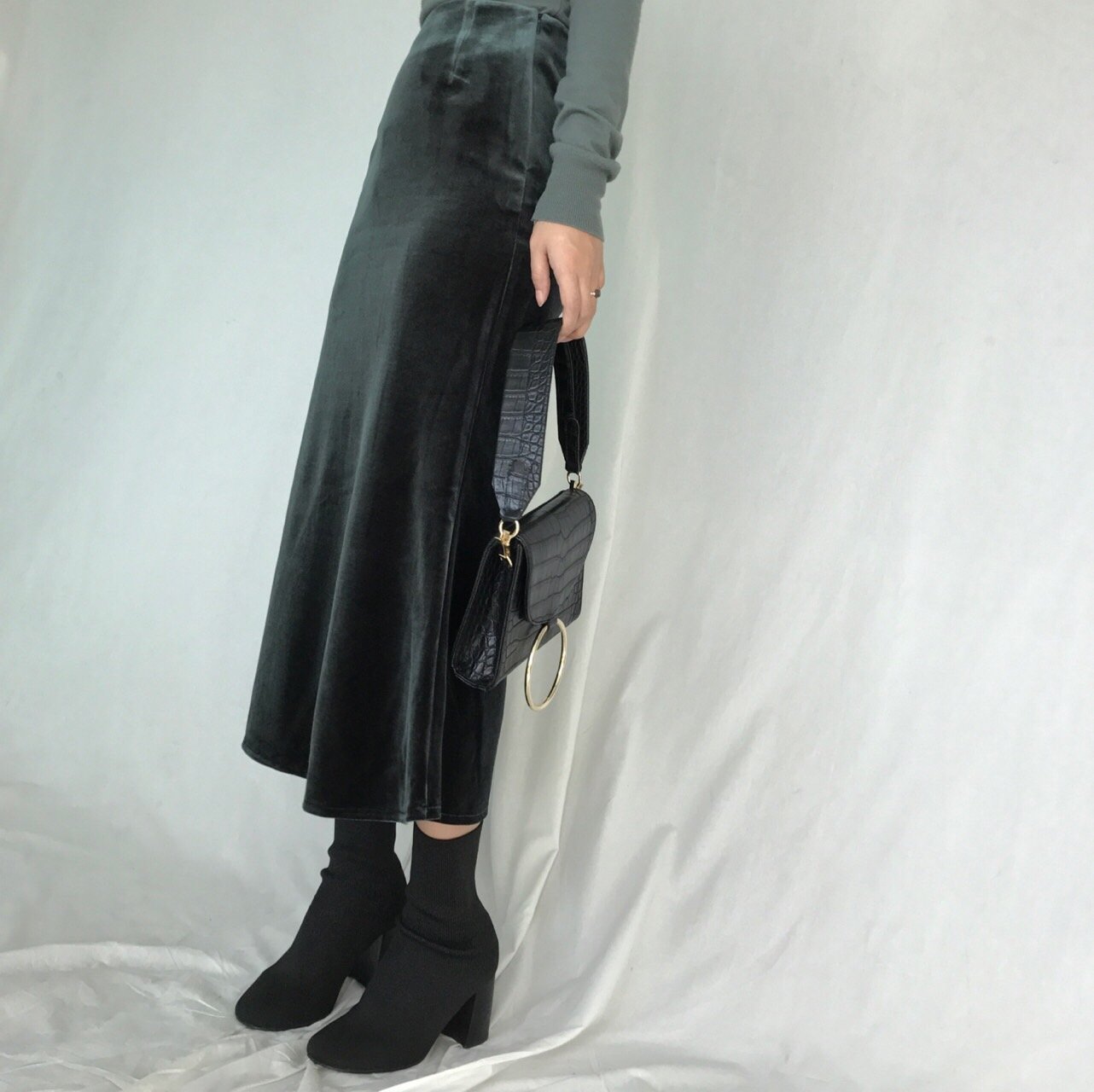 Verzin Velvet Velor Mermaid Long Skirt 4 color Tre