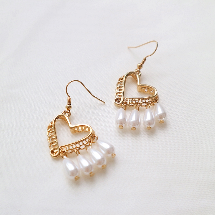 Antique Heart Pearl Earrings Drop 20 Recommended W
