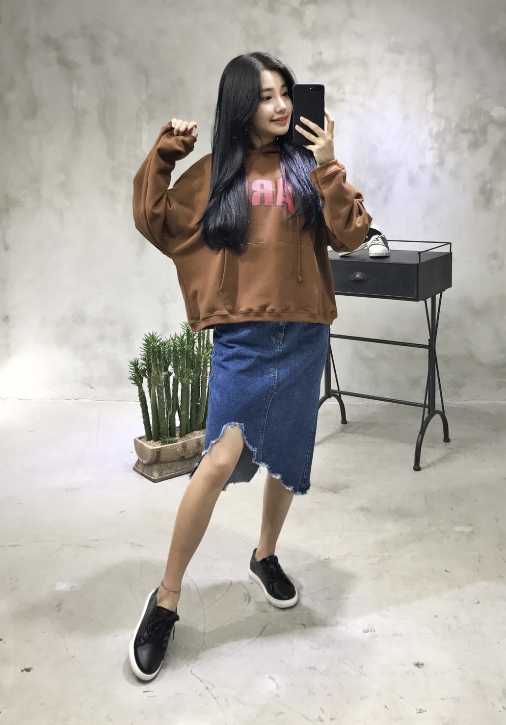 Denim Skirt Untrimmed leggings Denim Long skirt Ch