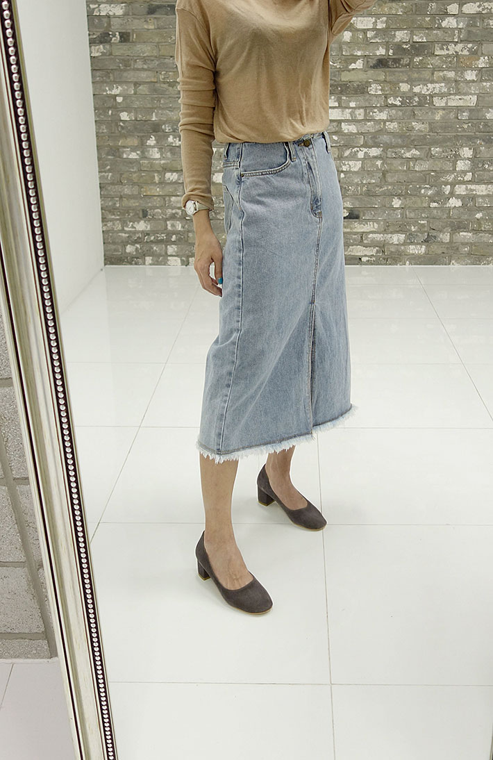 Vintage A-line denim long skirt tidy, stylish cute