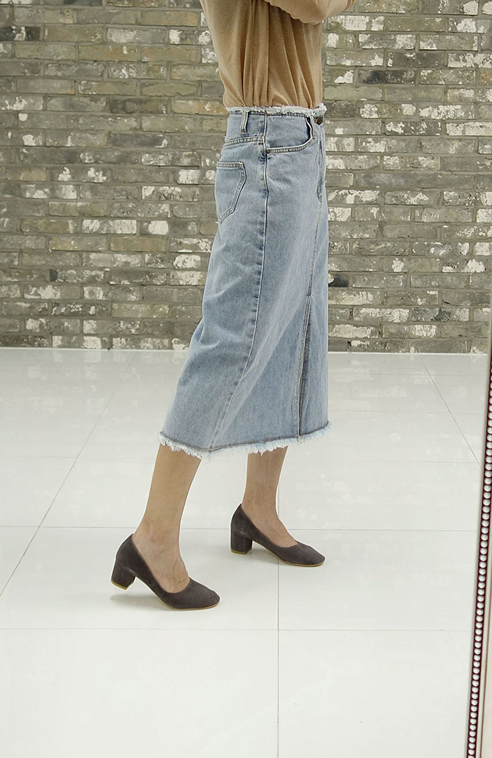 Vintage A-line denim long skirt tidy, stylish cute