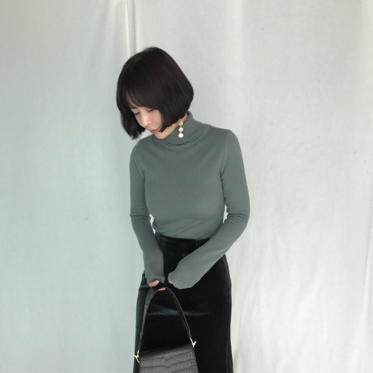 Verzin Velvet Velor Mermaid Long Skirt 4 color Tre