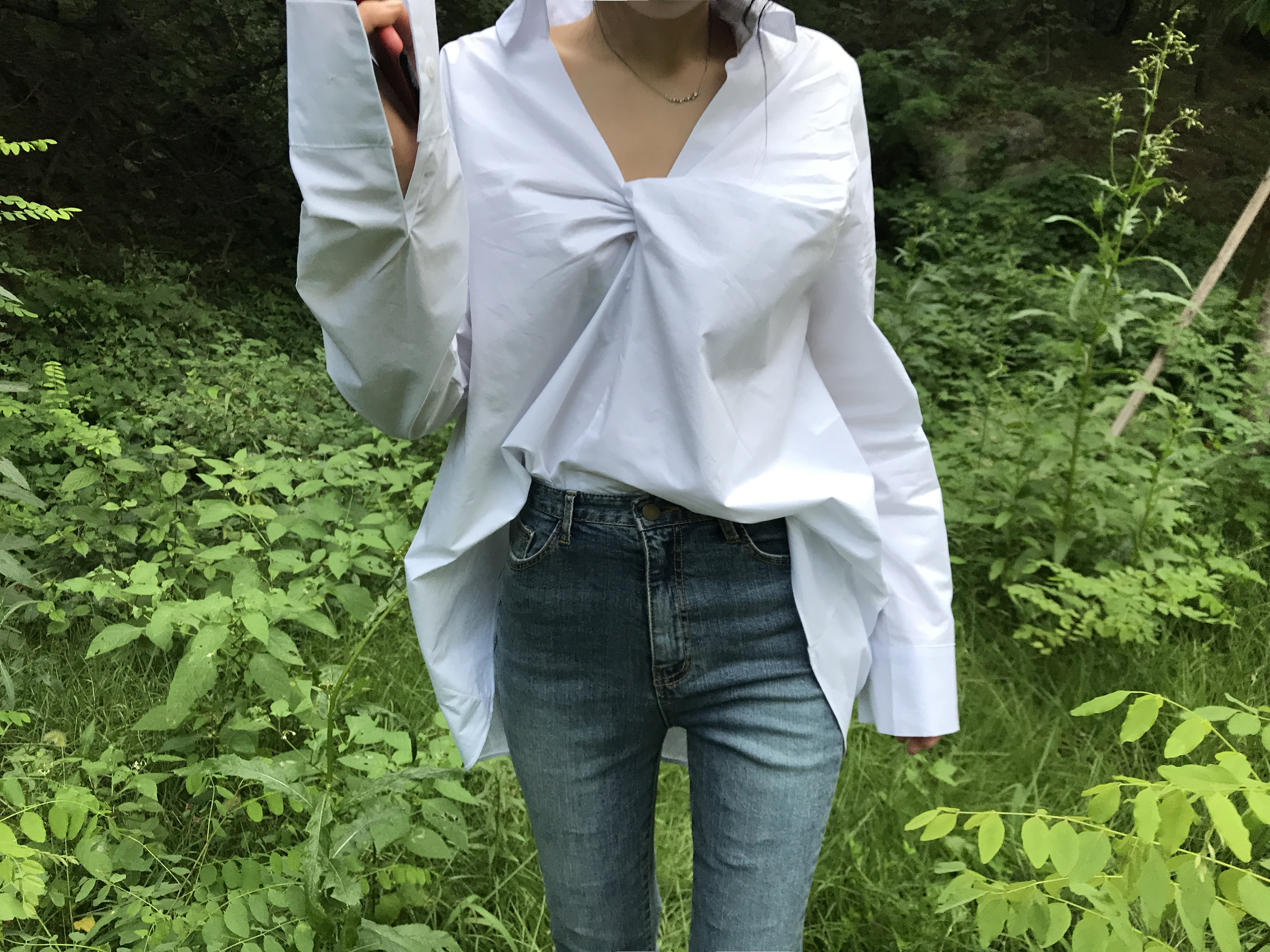 Between green twist shirt loose vivid year-end mee