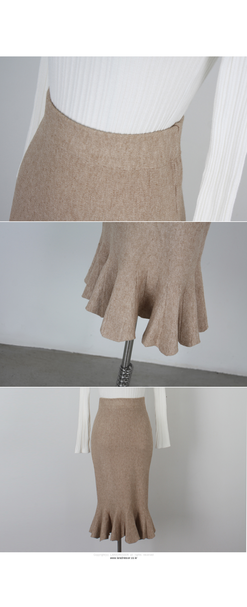 Pleated Bending Knit Skirt - Flare Long Gol Mermai