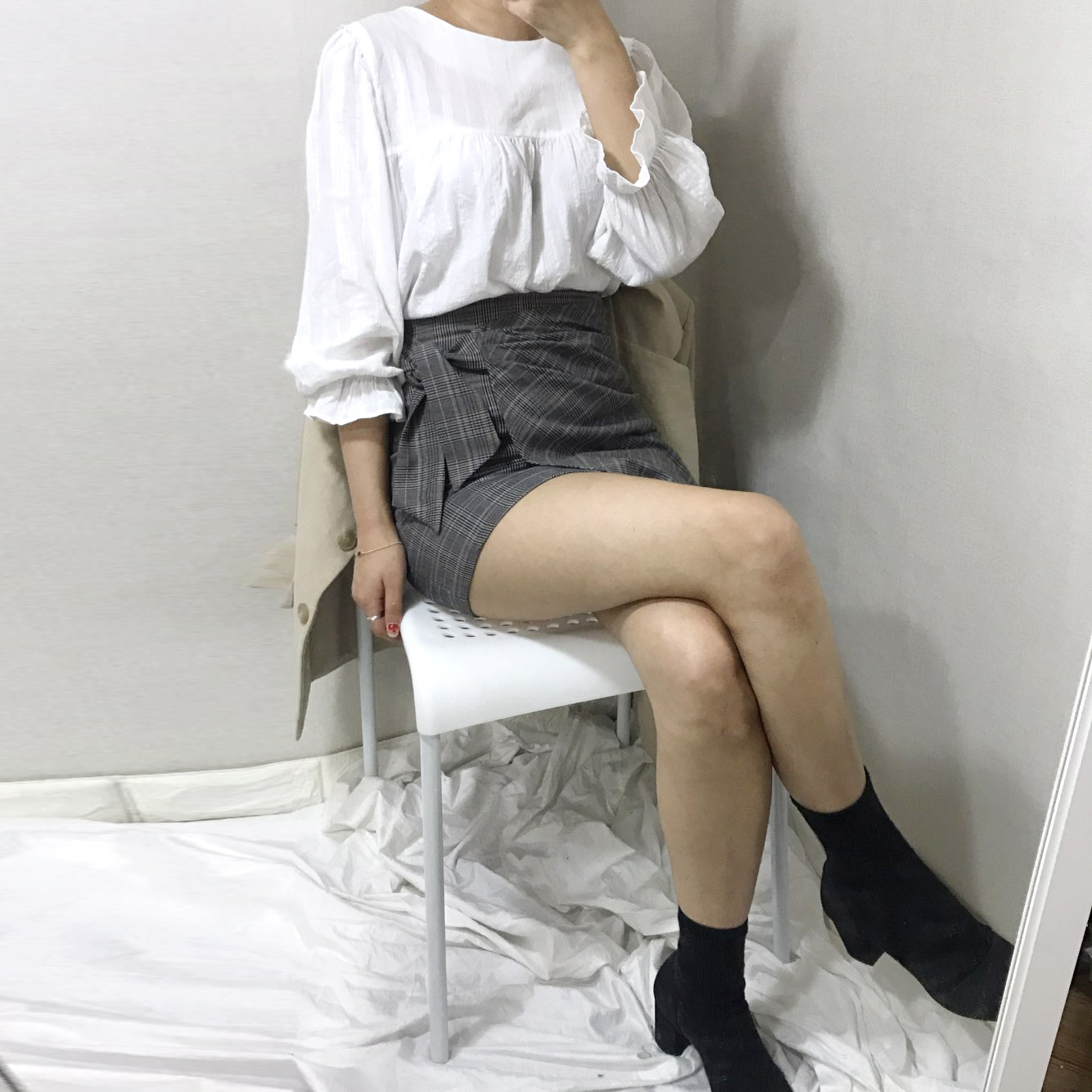 Autumn Check Mini-lap skirt 20-piece crush look se