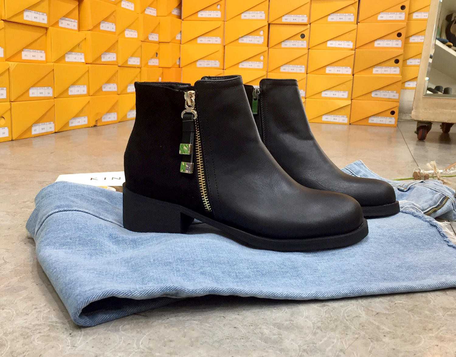 5cm Rats Suede Zipper Decorative Middle Tongue Ank