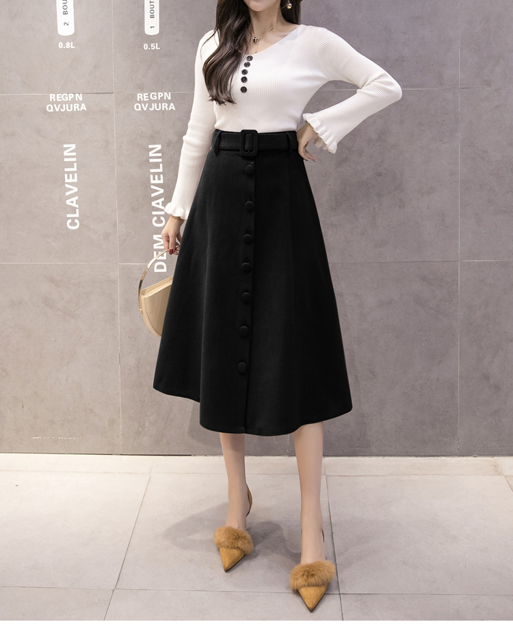 Women's wool long skirts A line skirts 30s Norm