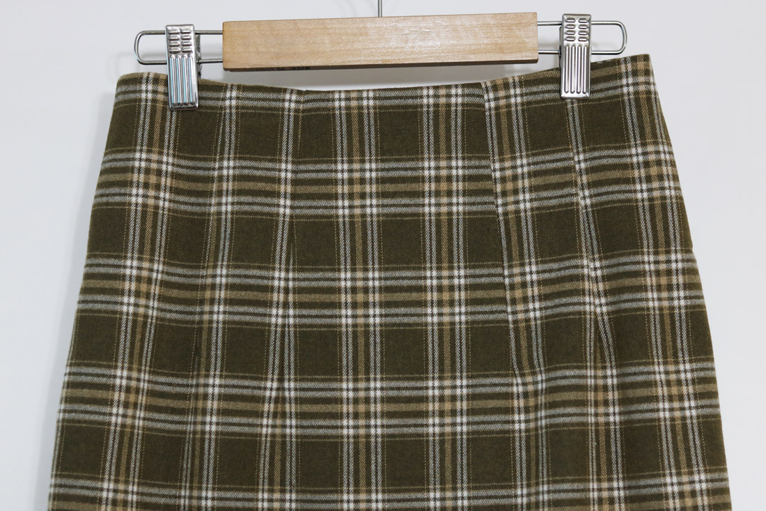 H Line Check Long Skirts Midi Mid Autumn Winter Wo