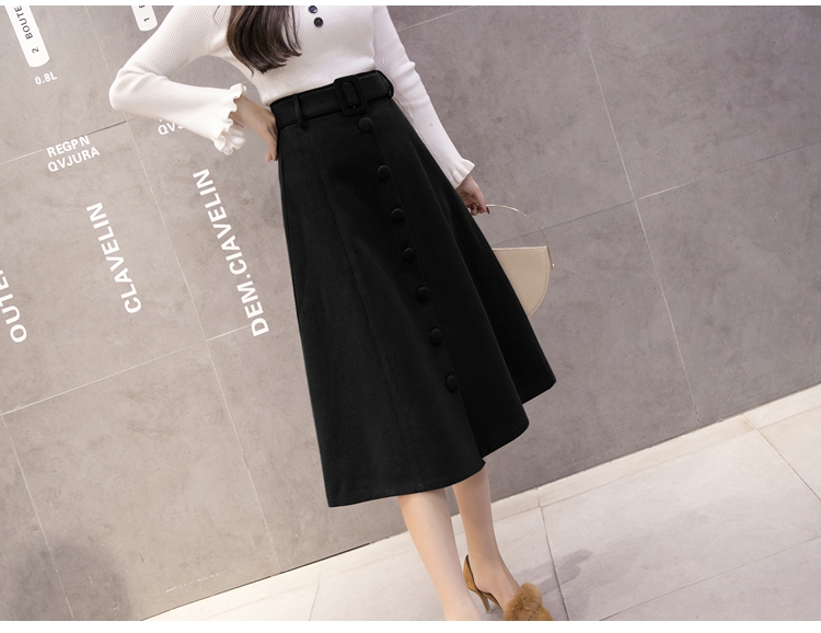 Women's wool long skirts A line skirts 30s Norm