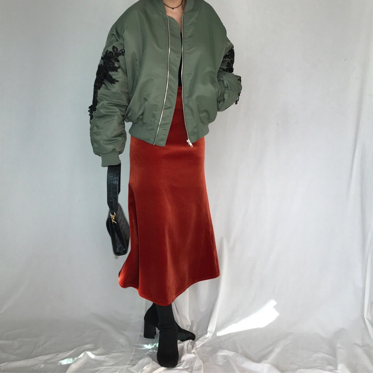 Verzin Velvet Velor Mermaid Long Skirt 4 color Tre