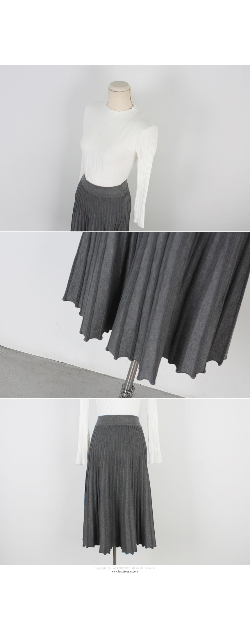 Pleated Bending Knit Skirt - Flare Long Gol Mermai