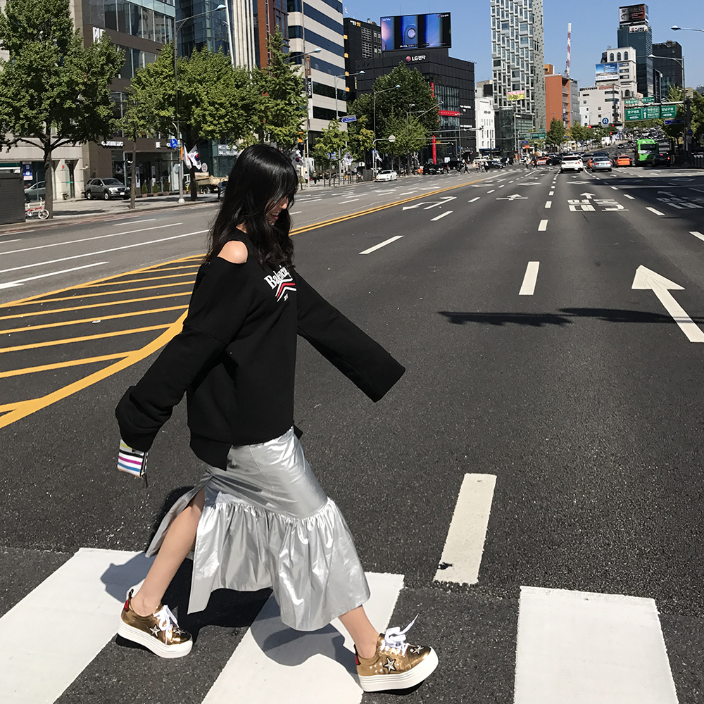 Long sleeve skirt with half-bending 30-piece women