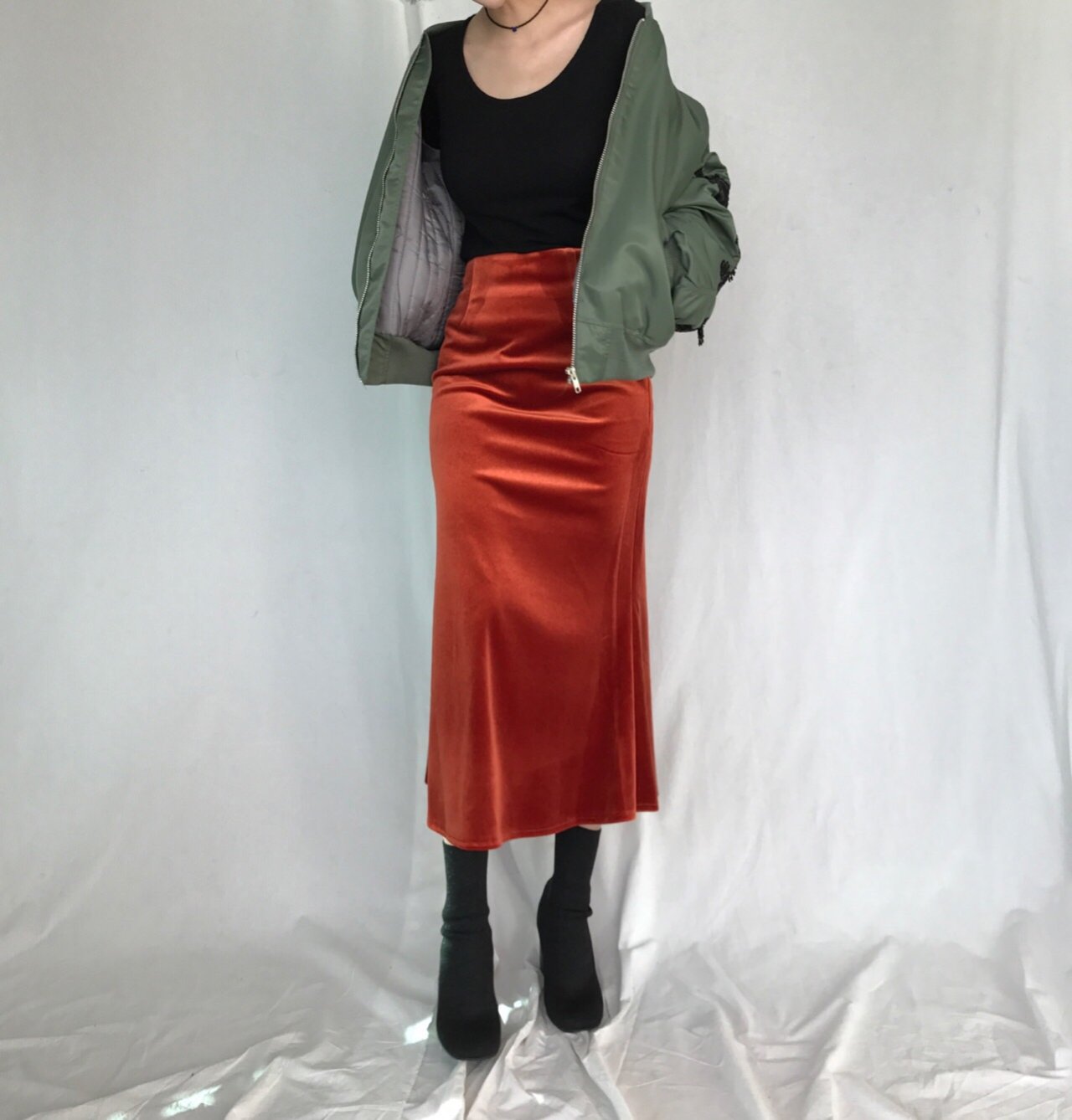 Verzin Velvet Velor Mermaid Long Skirt 4 color Tre