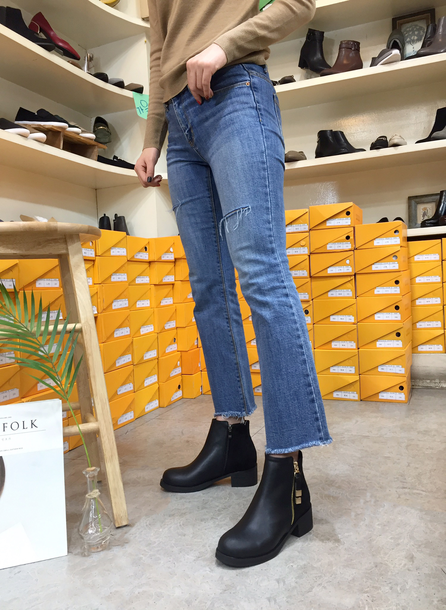 5cm Rats Suede Zipper Decorative Middle Tongue Ank