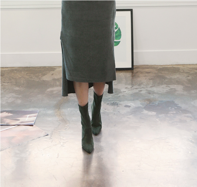 RN-7177 Color Suede Ankle Boots Slim, luxurious lo