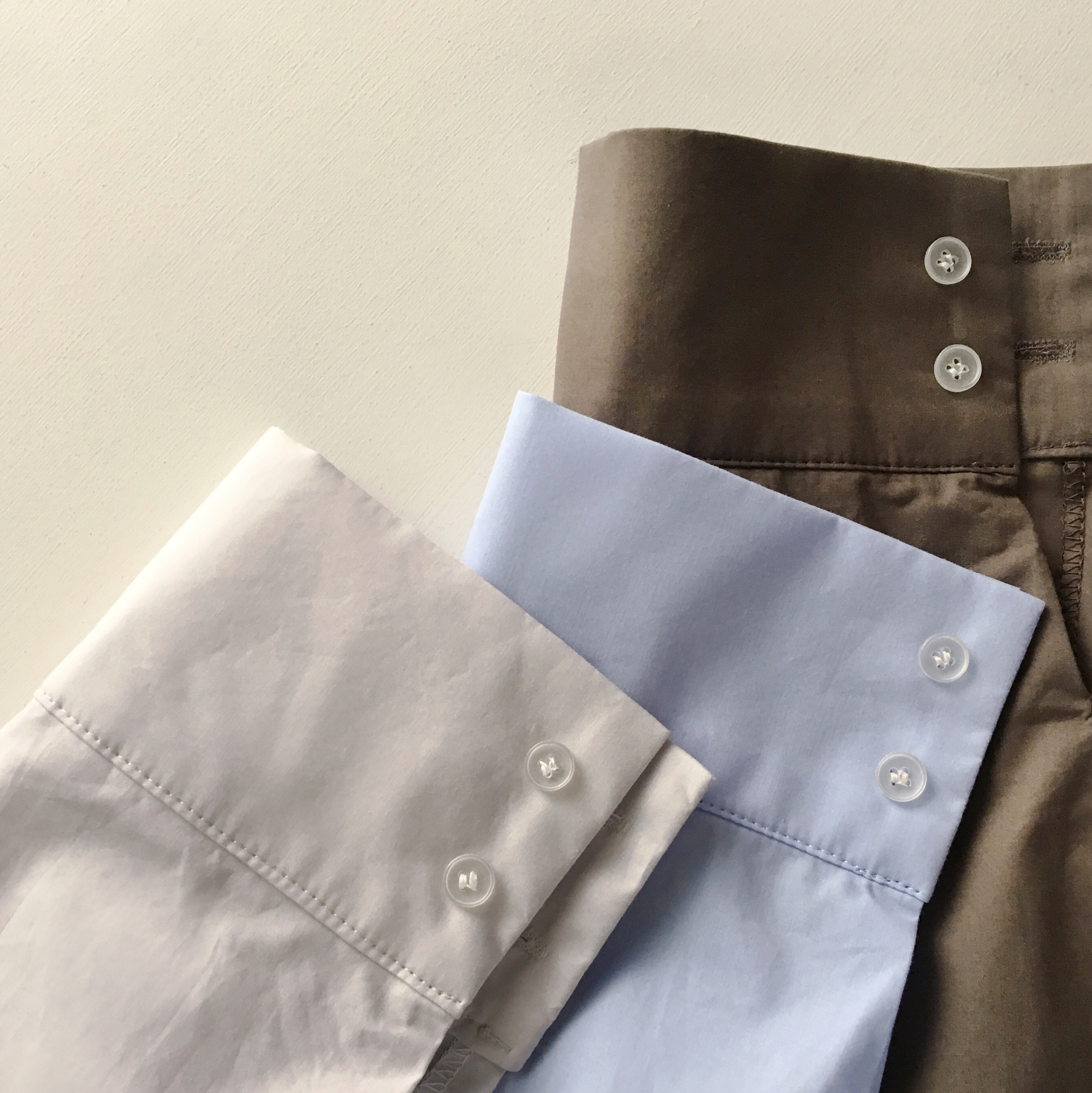 Round-top shirt Basic loose-fitting khaki gray O B