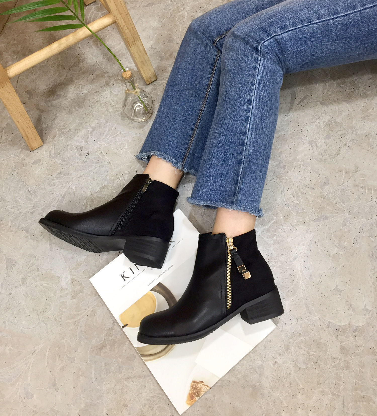 5cm Rats Suede Zipper Decorative Middle Tongue Ank