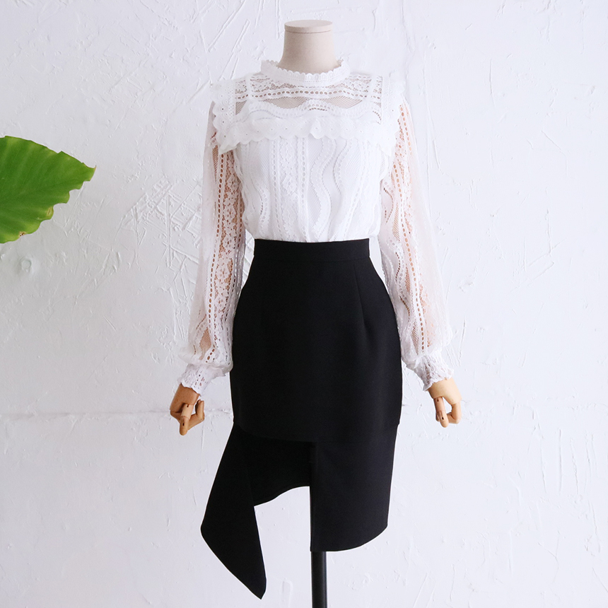 Female Sexy Black Uncut Cutting Mini Skirt Cutting