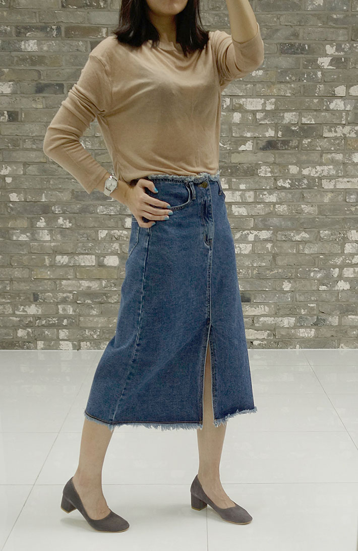 Vintage A-line denim long skirt tidy, stylish cute