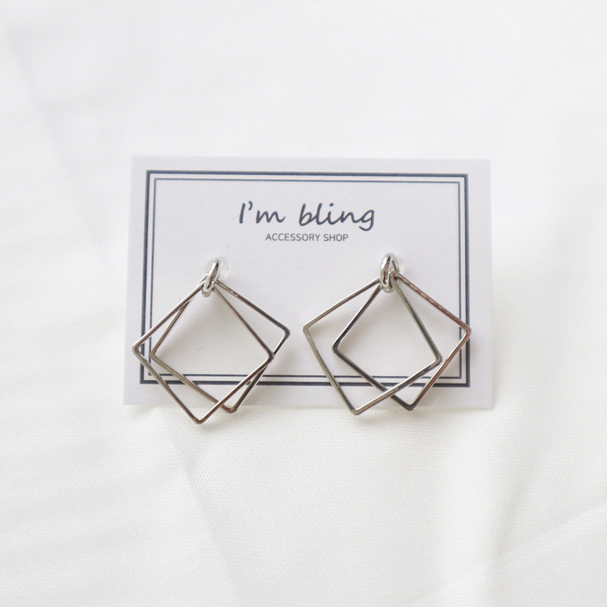 Simple layered earrings Silver Daily accessories R