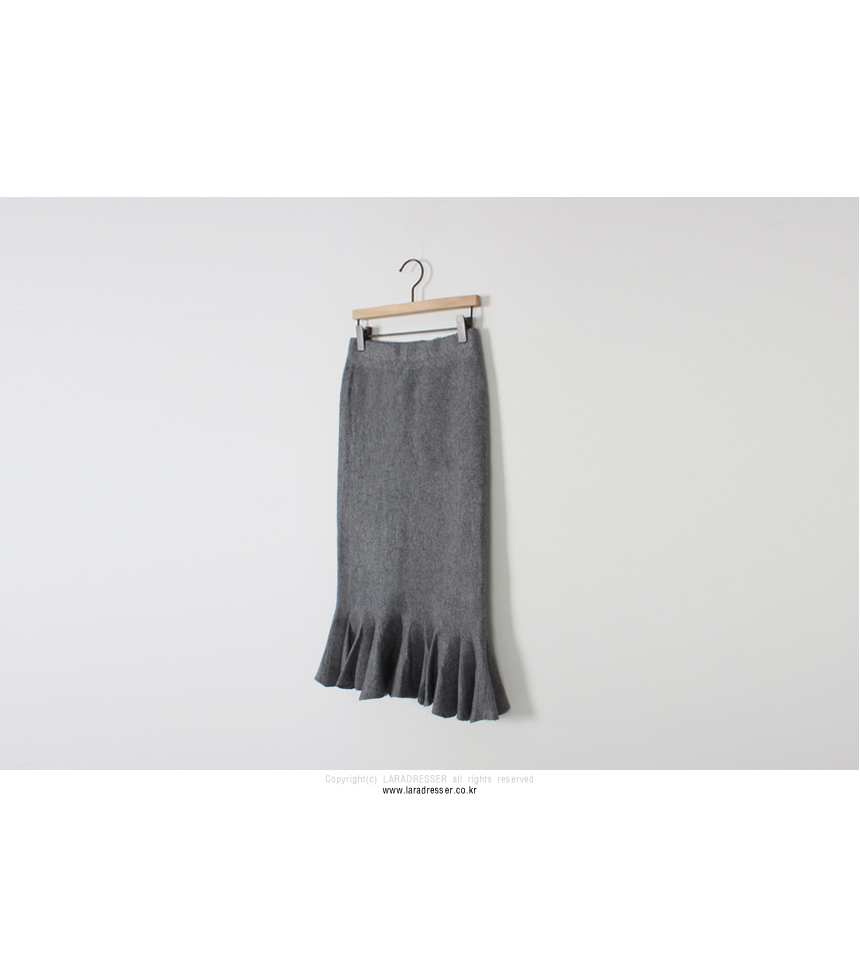 Pleated Bending Knit Skirt - Flare Long Gol Mermai