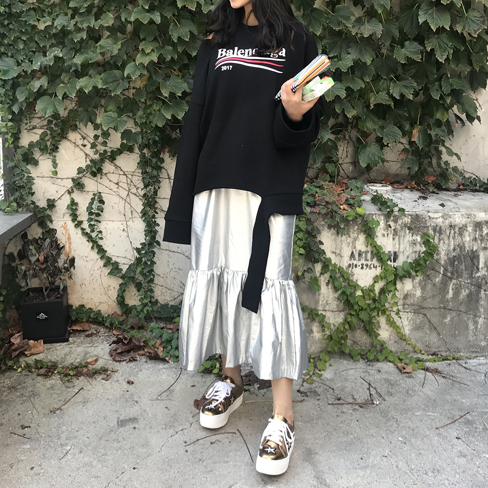 Long sleeve skirt with half-bending 30-piece women