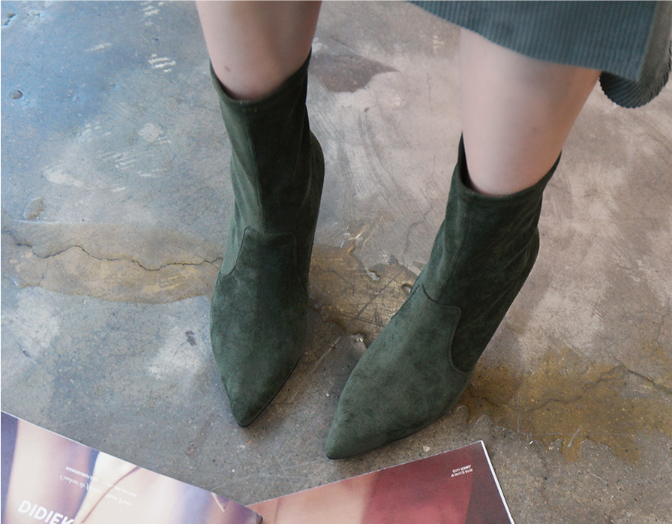 RN-7177 Color Suede Ankle Boots Slim, luxurious lo