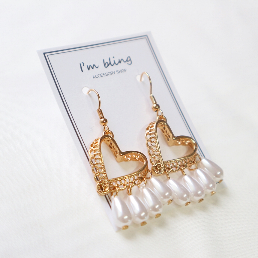 Antique Heart Pearl Earrings Drop 20 Recommended W