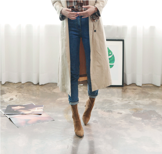 RN-7177 Color Suede Ankle Boots Slim, luxurious lo