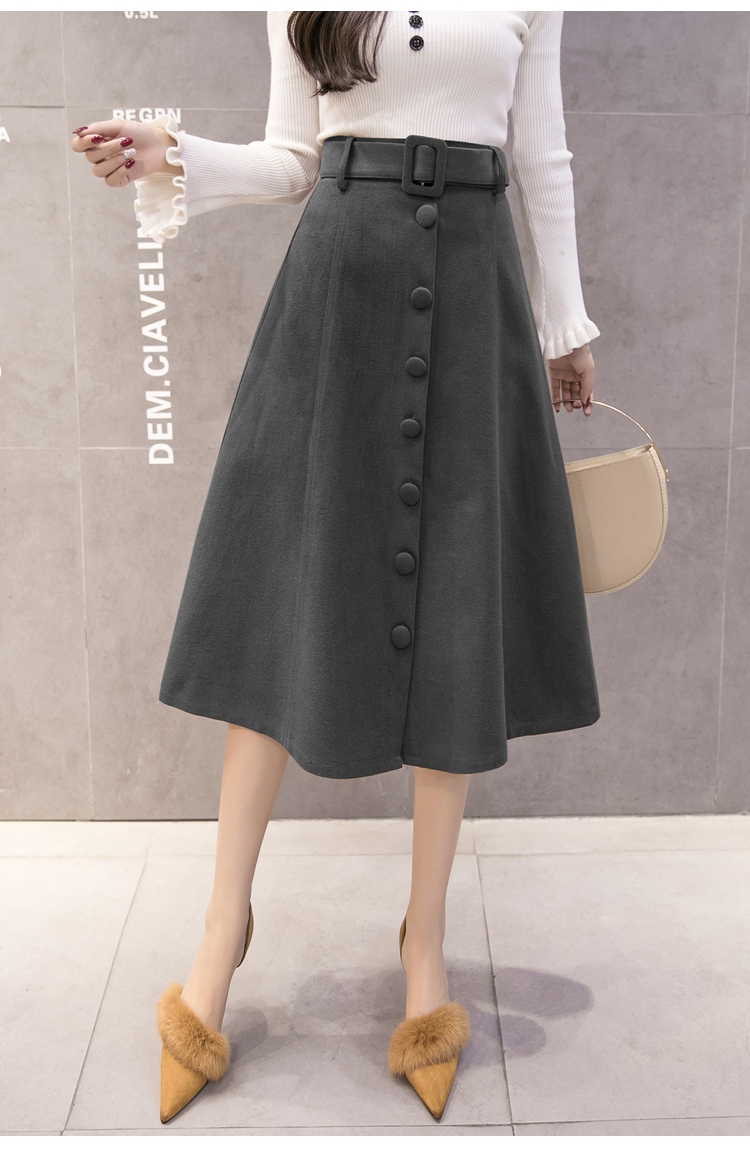 Women's wool long skirts A line skirts 30s Norm