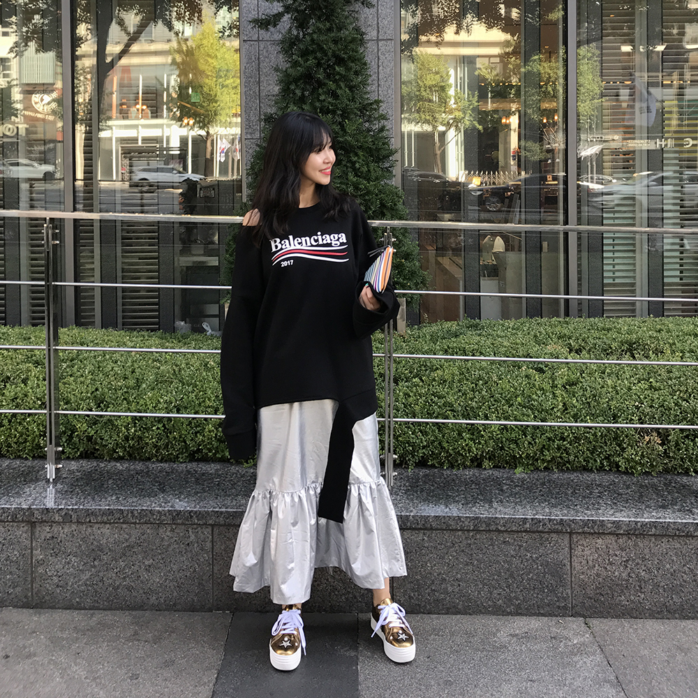 Long sleeve skirt with half-bending 30-piece women