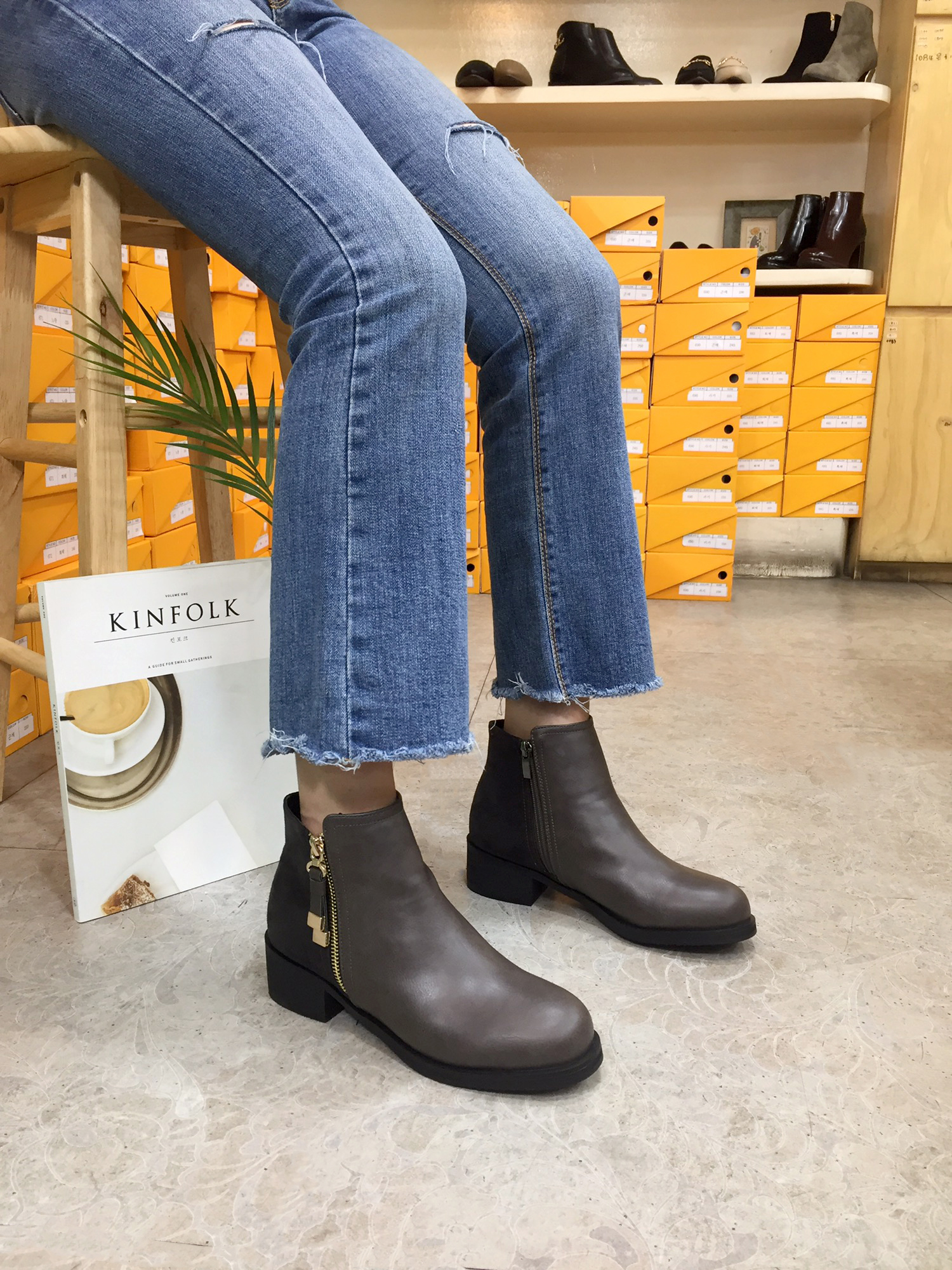 5cm Rats Suede Zipper Decorative Middle Tongue Ank