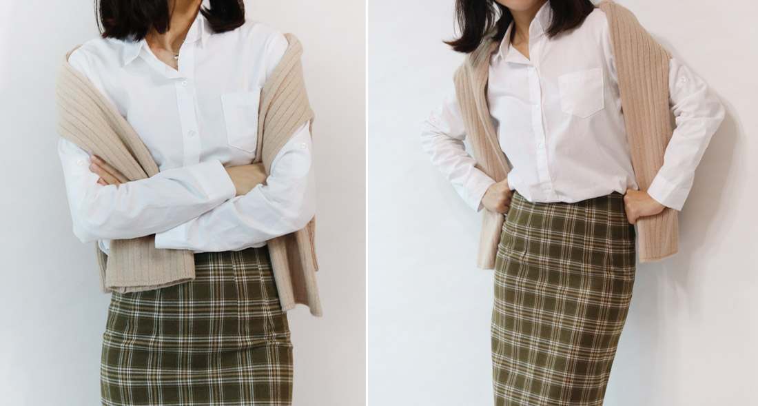 H Line Check Long Skirts Midi Mid Autumn Winter Wo