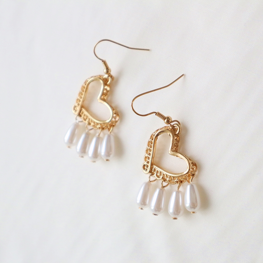 Antique Heart Pearl Earrings Drop 20 Recommended W