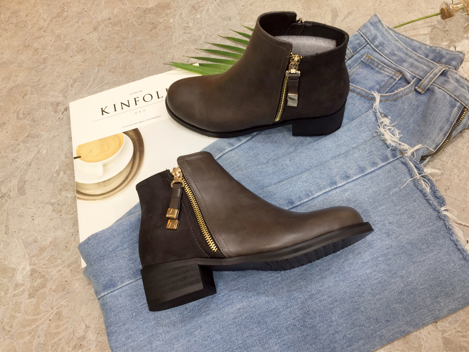 5cm Rats Suede Zipper Decorative Middle Tongue Ank