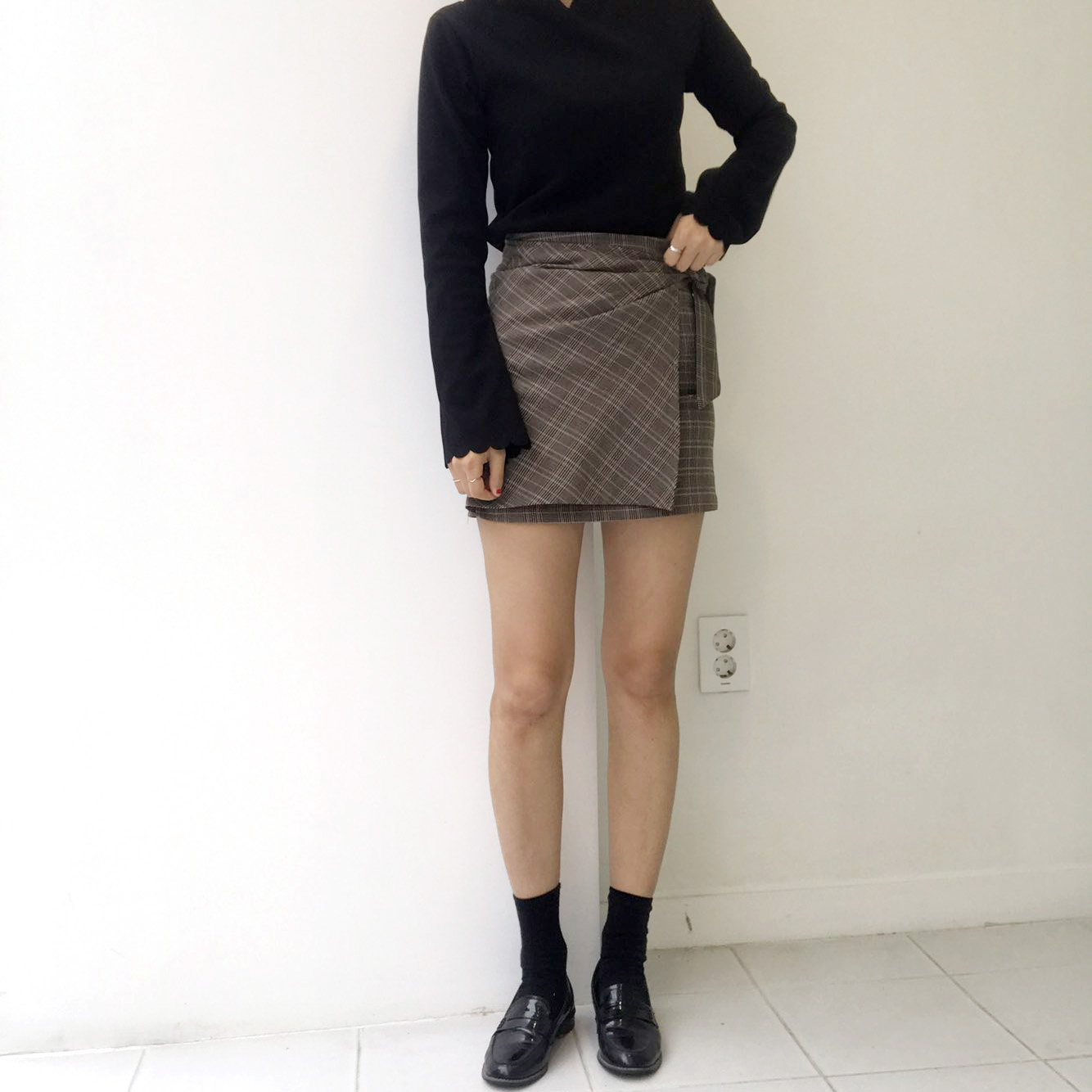 Autumn Check Mini-lap skirt 20-piece crush look se