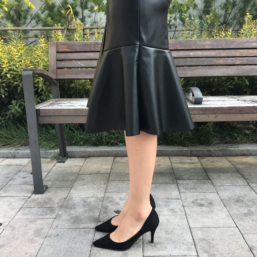 Unalud Leather Mermaid Black Long Skirt Midi Leath