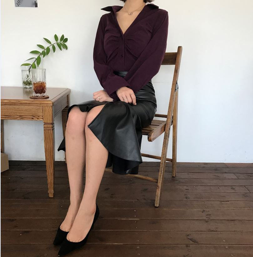 Unalud Leather Mermaid Black Long Skirt Midi Leath