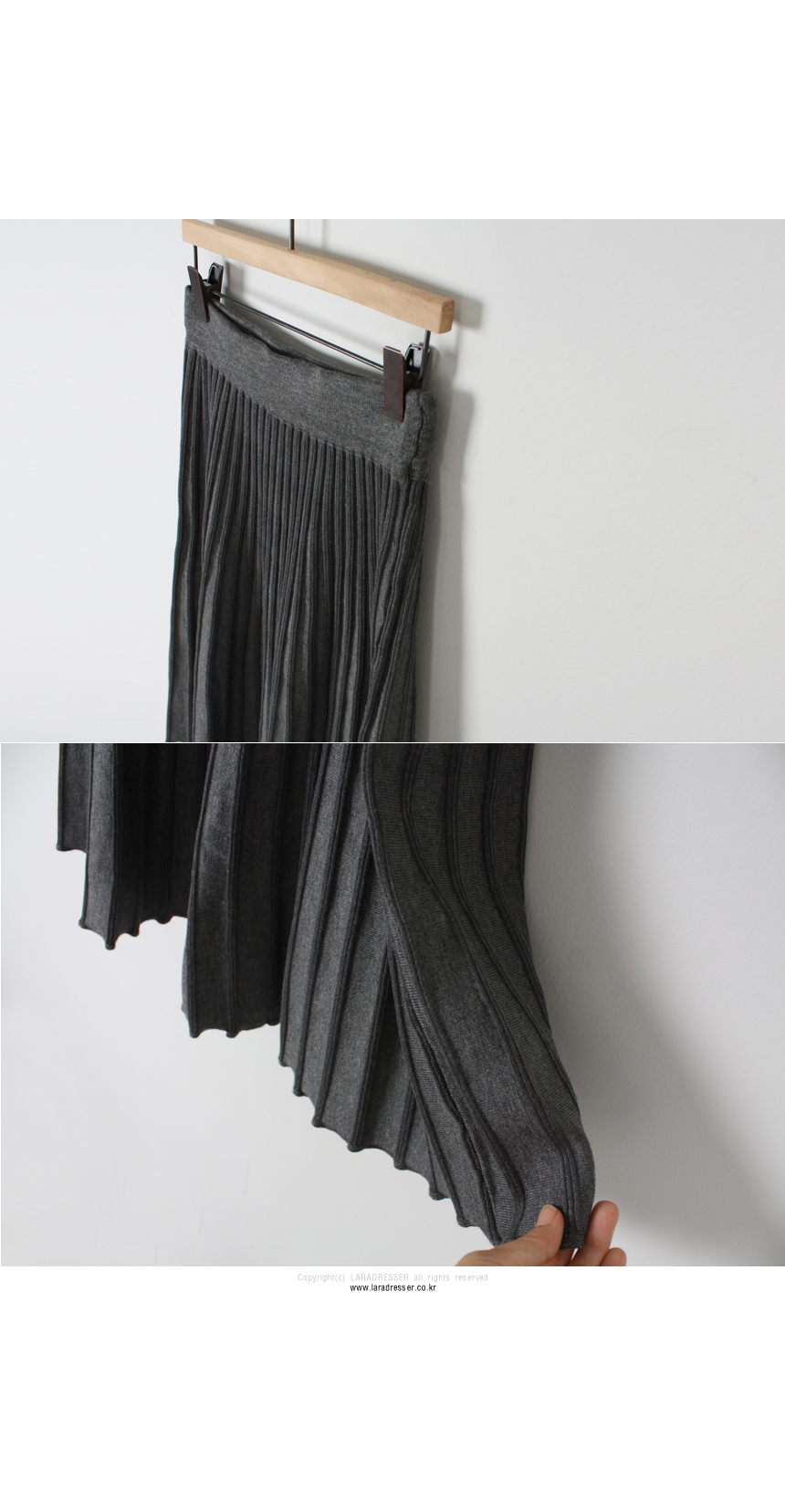 Pleated Bending Knit Skirt - Flare Long Gol Mermai